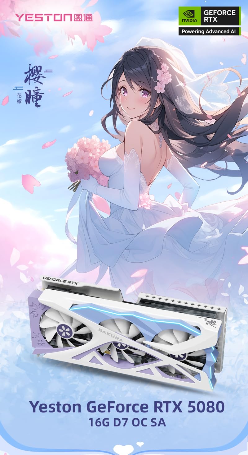 Amazon | Yeston Sakura Nvidia GeForce RTX 5080 16G GDDR7 Gaming OC