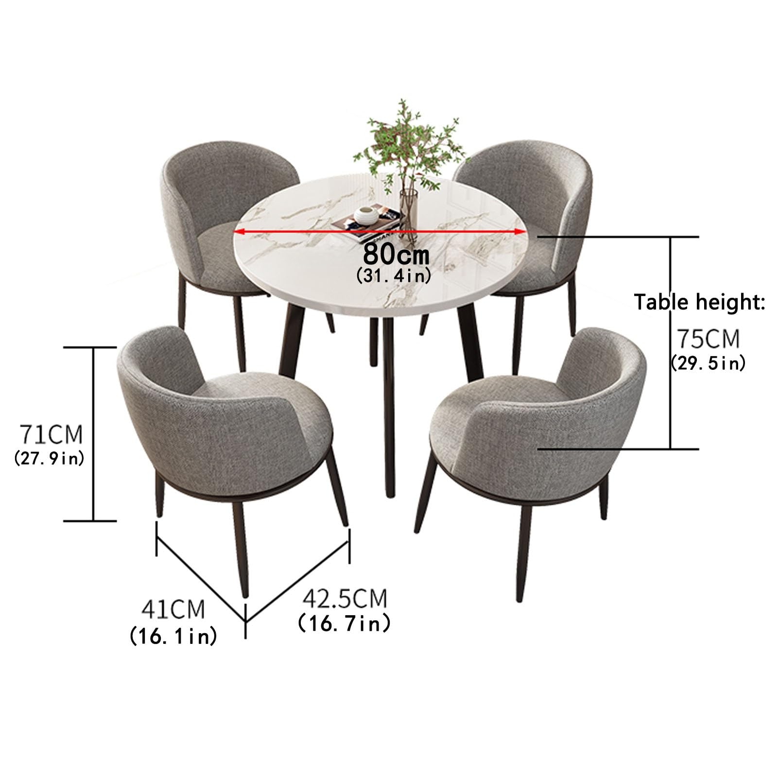 Mesa Redonda de Comedor y sillas para 4 Personas Que Ahorra Espacio, Mesa de recepción o para reuniones, Ideal para café o Cocina, Color Verde.