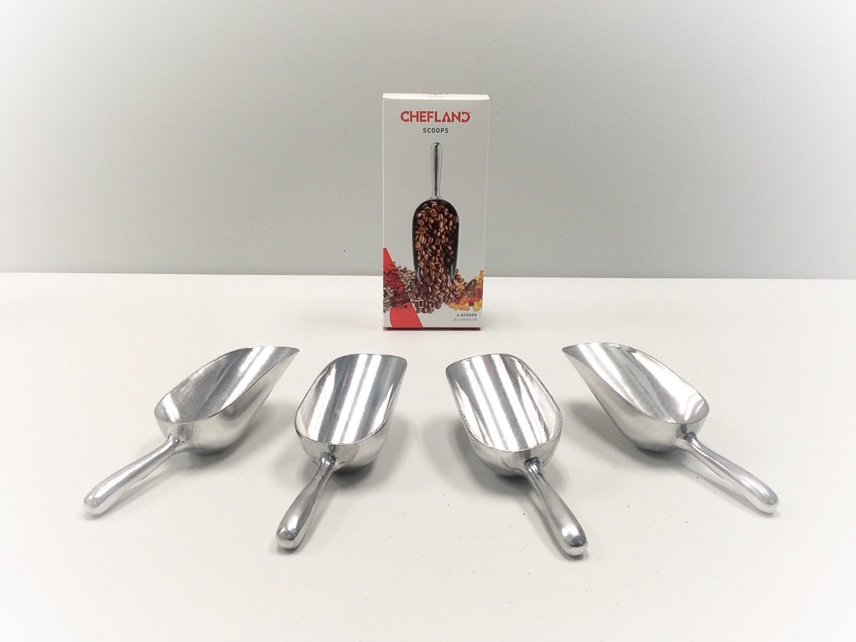 ChefLandAluminum Multi-Purpose Scoop, 5-Ounce, Silver, Pack of 4