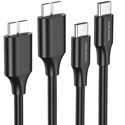 Cable micro B a USB C de 3 pies, paquete de 2 cables USB 3.1 tipo C a micro B para disco duro compatibles con MacBook Pro Air, Galaxy S5 Note 3,