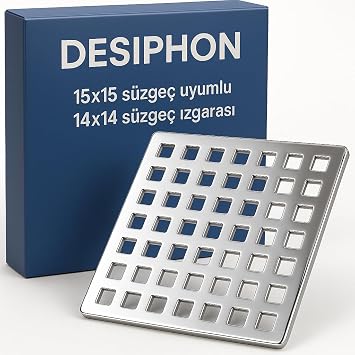 304 Paslanmaz Çelik 14x14 cm Kare Süzgeç Kapağı – 15x15 cm Yer Süzgeçleriyle Uyumlu Dayanıklı Yedek Üst Izgara