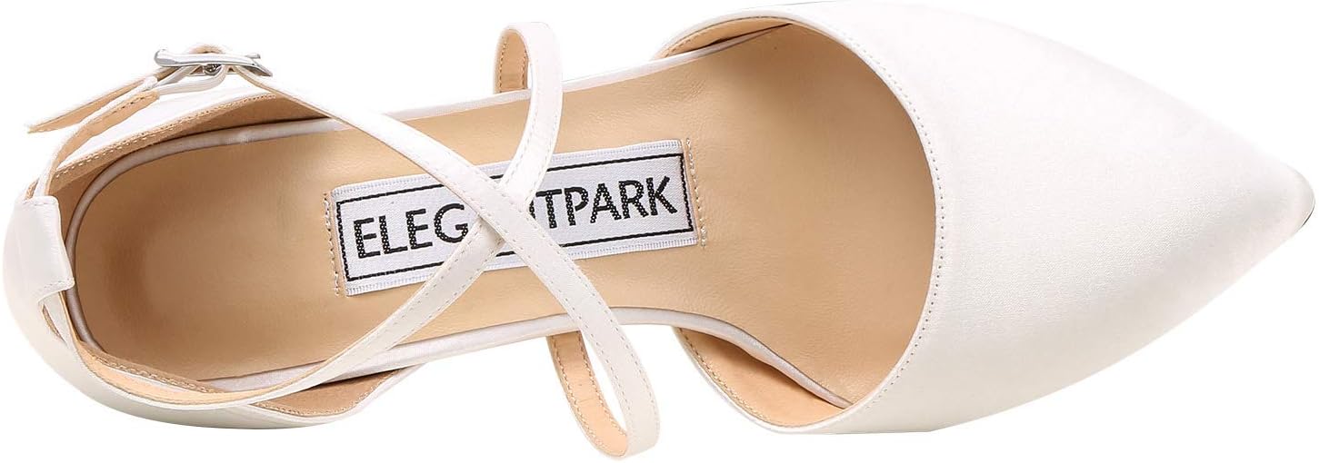 ELEGANTPARK Heels for Women Closed Toe Strappy Pointed High Heel Pumps Satin Pointy Wedding Evening Dress Shoes - Image 7