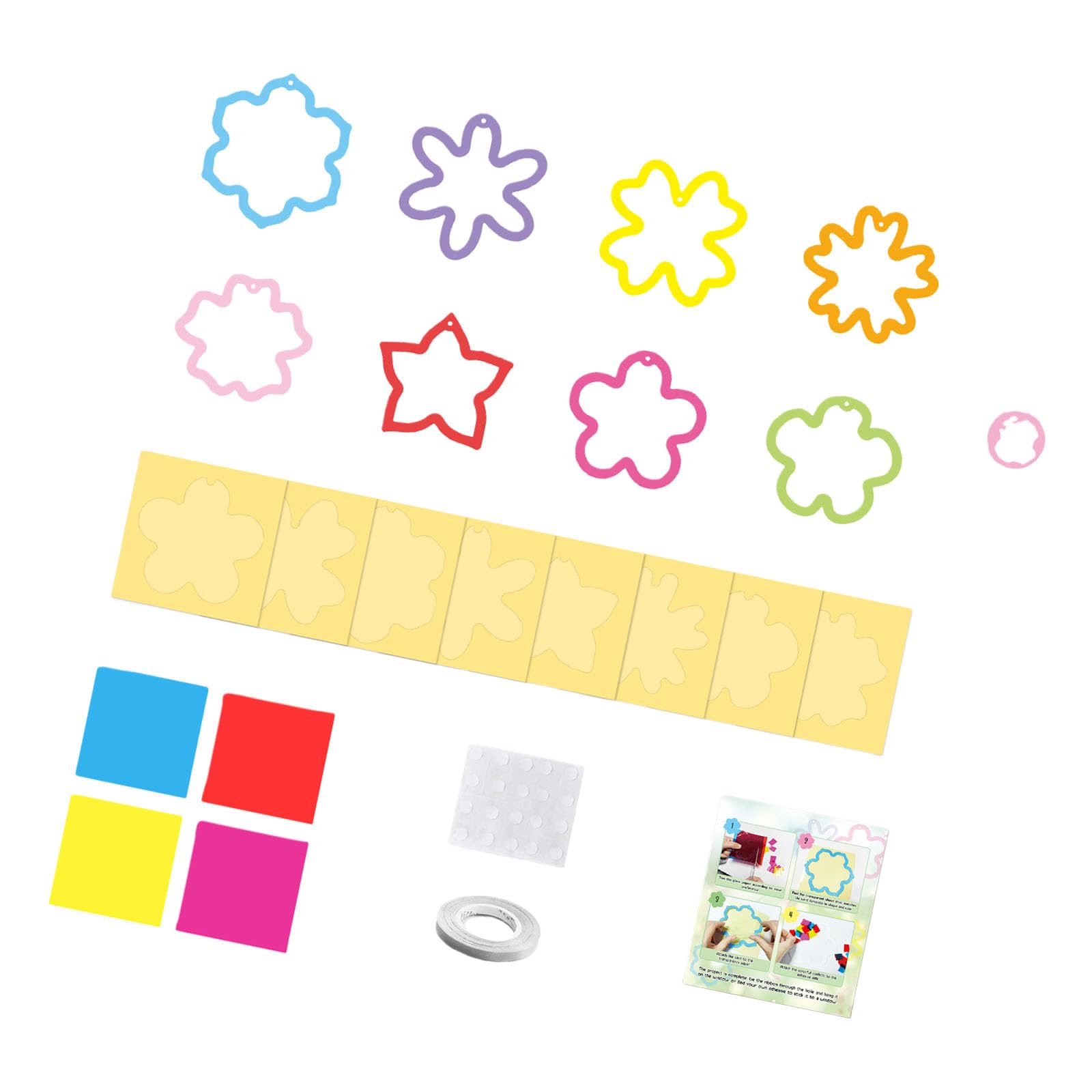 Kangnice Suncatchers Safe Paper Cutting Craft Set for Children Window Painting Activity Family Bondings Project Preschool Classroom Art Supplies