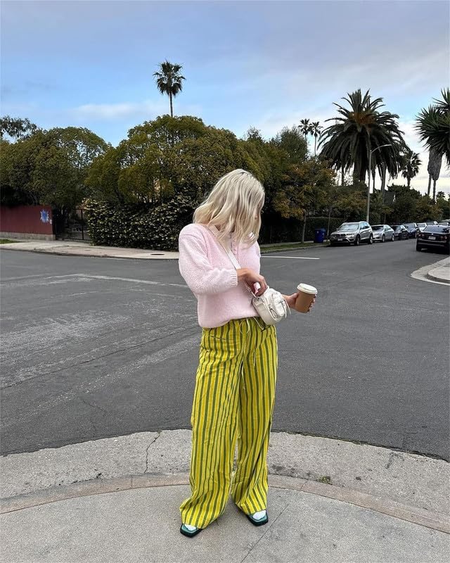 Women Plaid Wide Leg Pants High Waist Drawstring Pants Casual Lounge Pants Loose Trousers Sweatpants Bottoms2