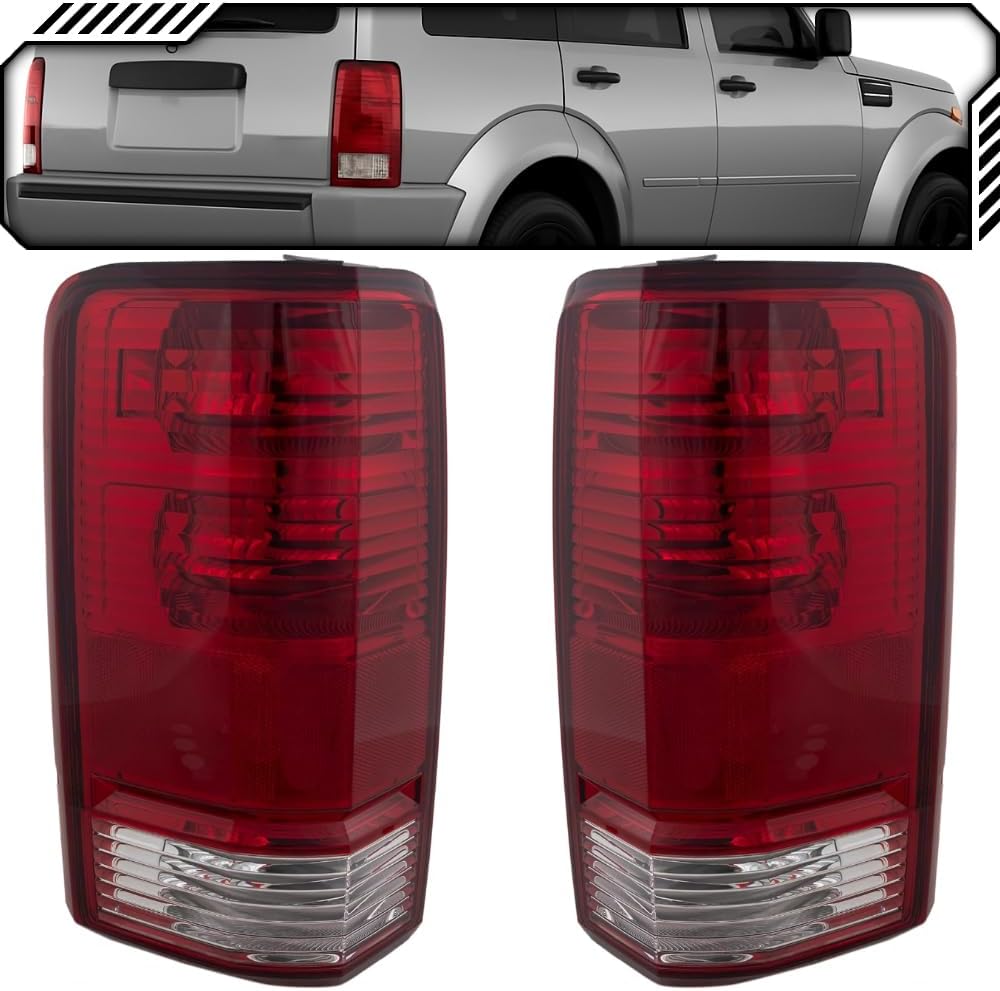 EPIC LIGHTING OE Style Halogen Tail Lights Assembly Replacement for DOD.GE 07-11 NITRO [ CH2818115 CH2819115 55157151AC 55157150AC ] Pair