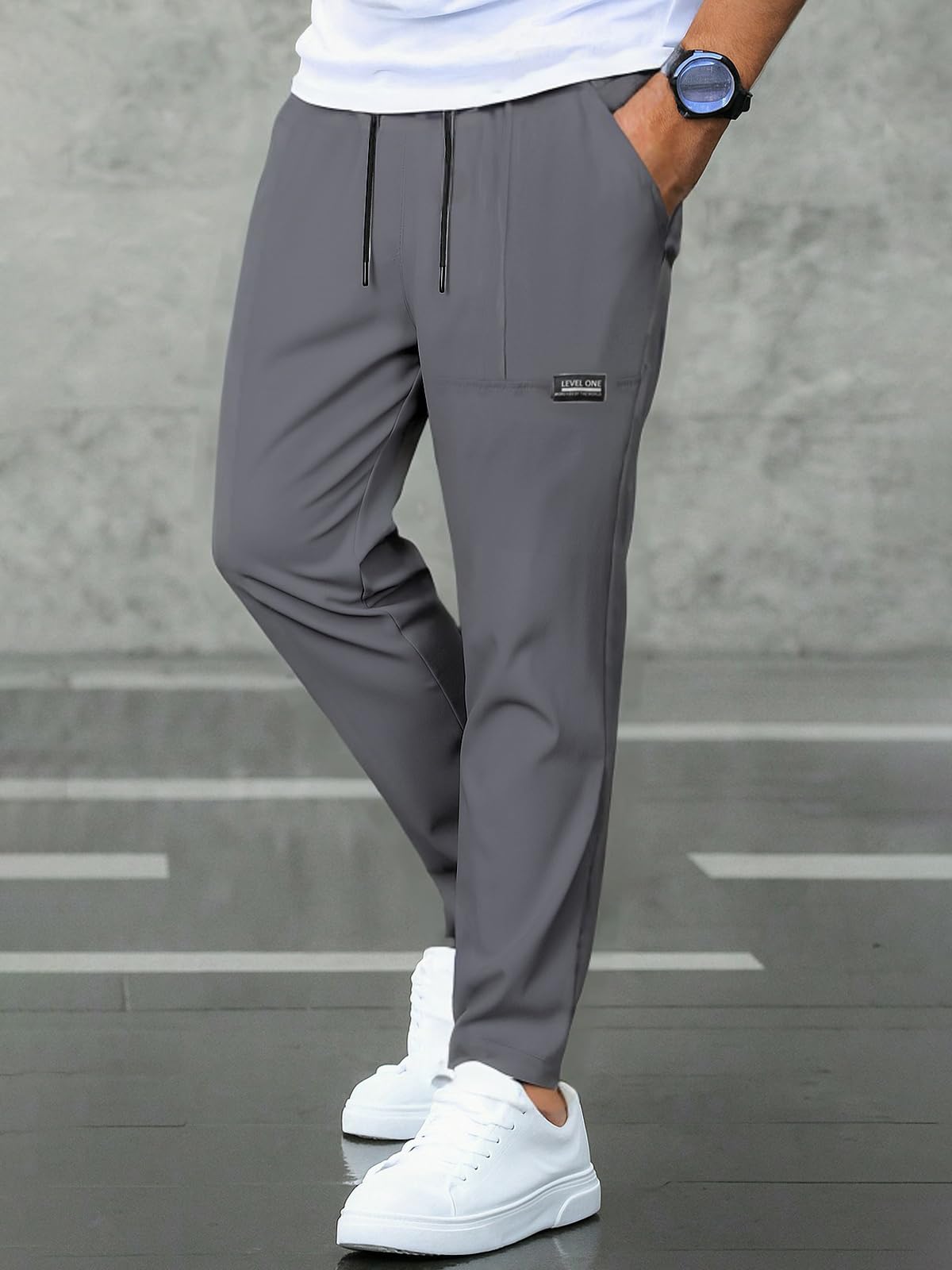 Pantalones deportivos de entrenamiento para hombre, cintura elástica, transpirables, para sesiones dinámicas de gimnasio — view 6