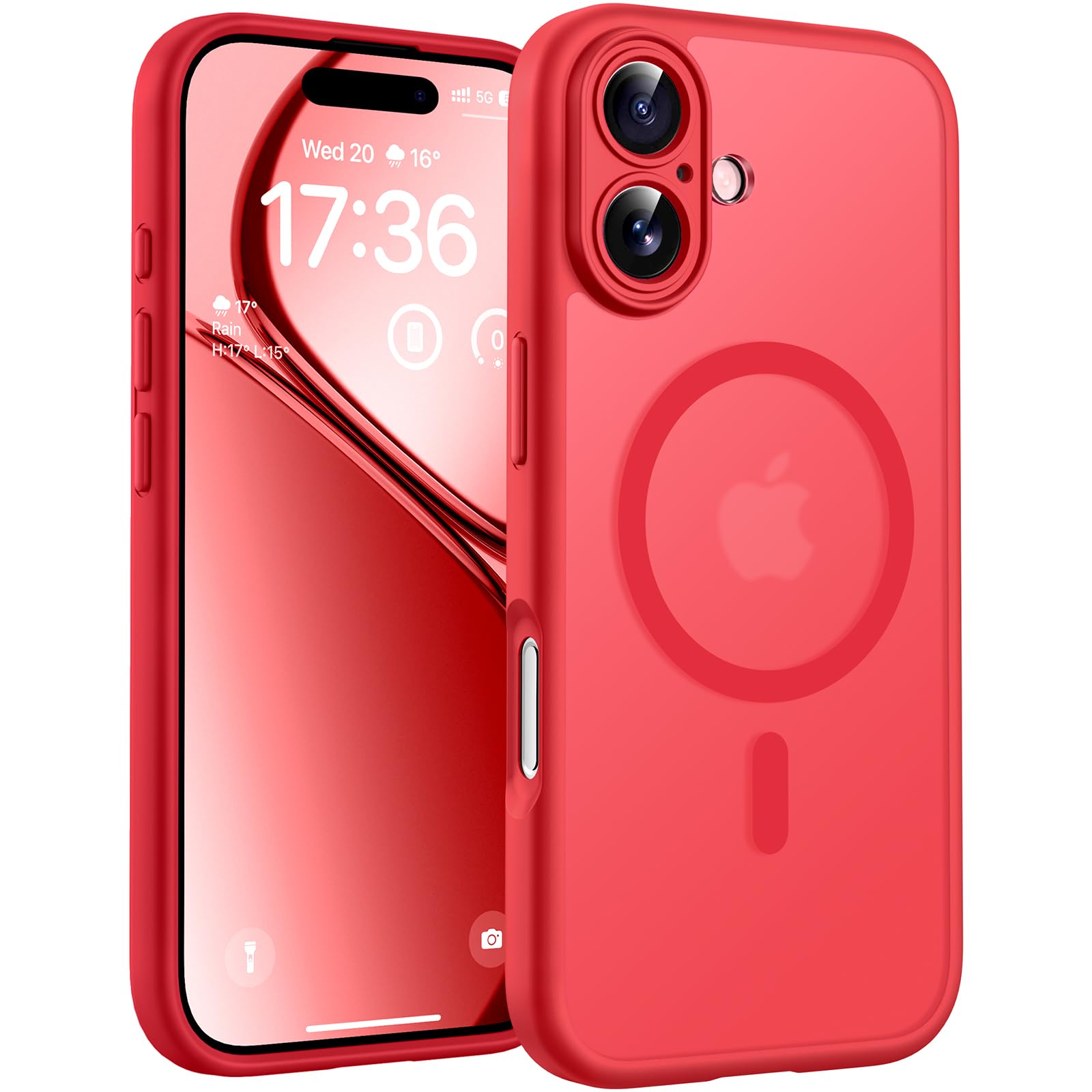 TOCOL for Phone 17 Case, Compatible with Magsafe Charger, Full Camera Protection, Drop Protection, Translucent Matte Phone Case for Phone 17 6.3 inch (Red)
