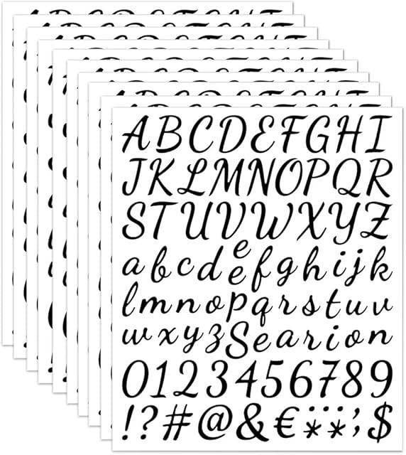 Zayookey 10 Sheets Alphabet Letter Stickers Self Adhesive Vinyl Letter Number Sticker Decals for Mailbox Sign DIY Scrapbooking Art Craft Clothing Decor (Black)