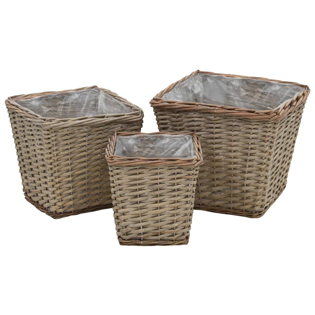 Générique Lits surélevés 3 pcs Osier avec Doublure en PE Maison & Jardin Pelouses & Jardins Jardinage Pots & Cache-Pots (Poids 2.4KG)