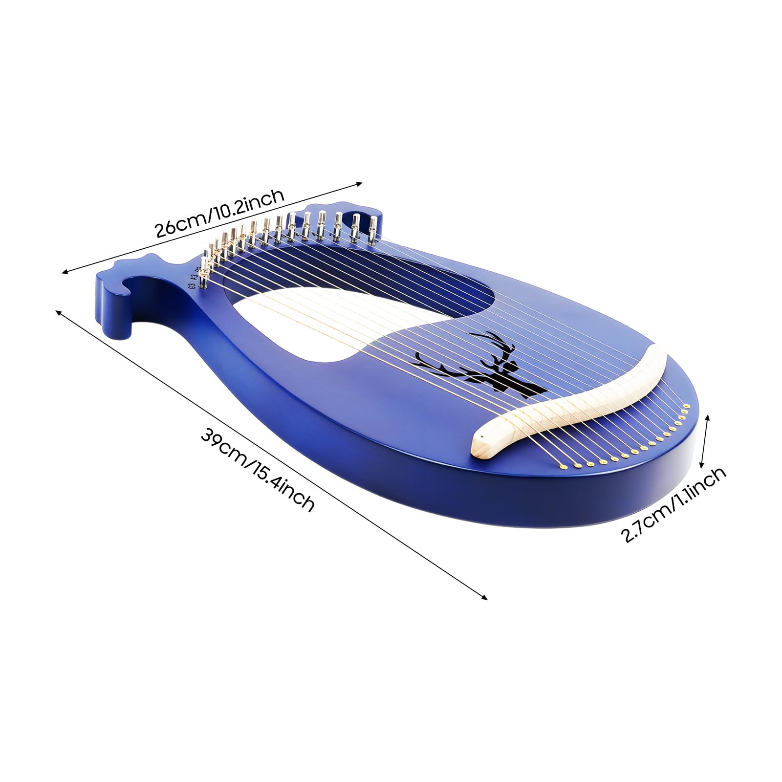 Lyre Arpa Strumento Piccola Arpa Lira 16 Corde, Lira Arpa Mogano 16 Corde con chiave a accordo, Eccellente qualità del suono, ideale per bambini e principianti.