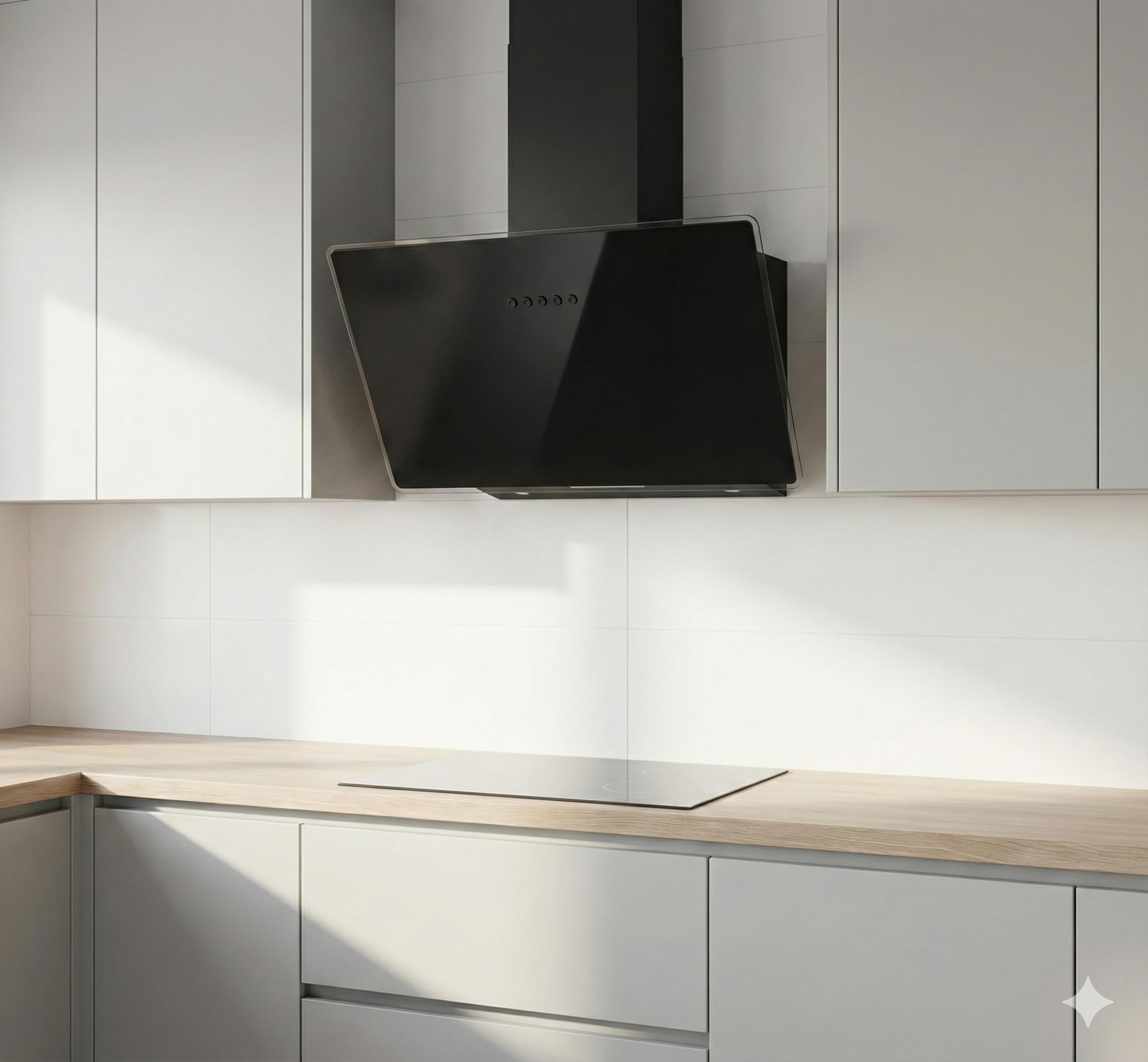YUNA Dunstabzugshaube DUANA 60 cm Schwarz Glasfront 3 Leistungsstufen Abluft Umluft Kopffrei LED Beleuchtung Ohne Kohlefilter