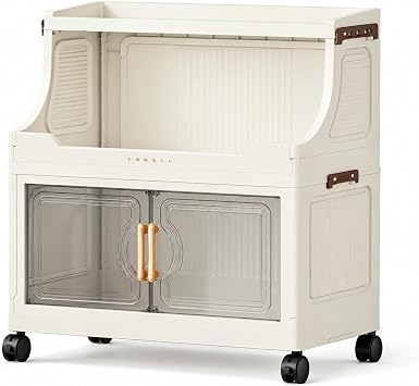 2 Tier Stackable Storage Bins with Lids & Wheels