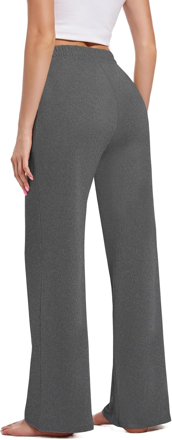 Womens Yoga Sweatpants Wide Leg Lounge Pajamas Pants Drawstring Workout Comfy Joggers Sweatpants Pants Pockets - Image 3