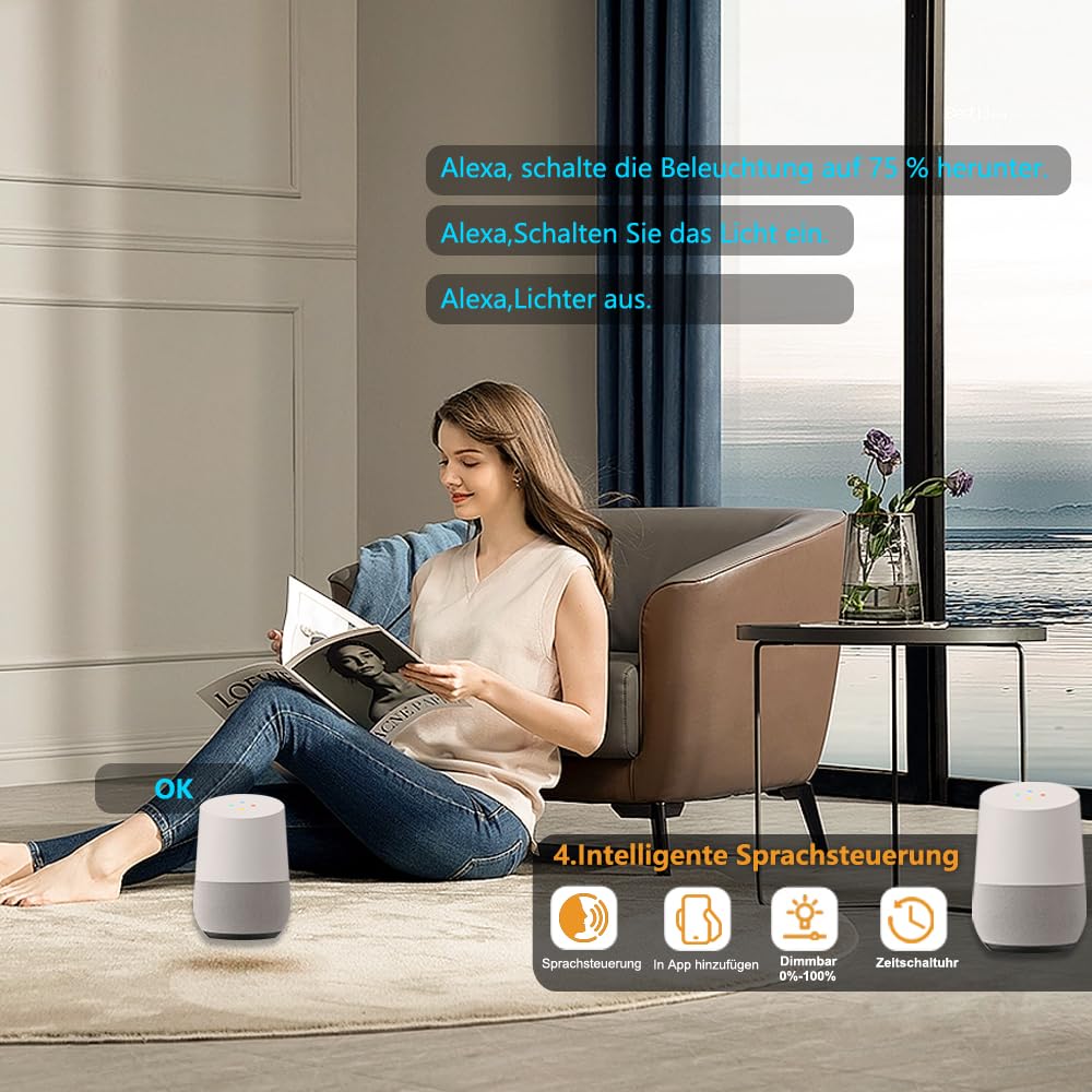 Striscia LED COB da 5 m, 24 V, con telecomando RF/Smart App/Alexa e dimmerabile, 2700 K, luce bianca calda, 320 LED/M LED per cucina, bagno, camera da letto fai da te.