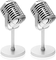 Vista 1 de Windspeed 2 Pack Retro Microphone Props Model, 6.7x3.1in Antique Microphone Prop with Stand Fake Micro Phone Decoration for Music Theam Party