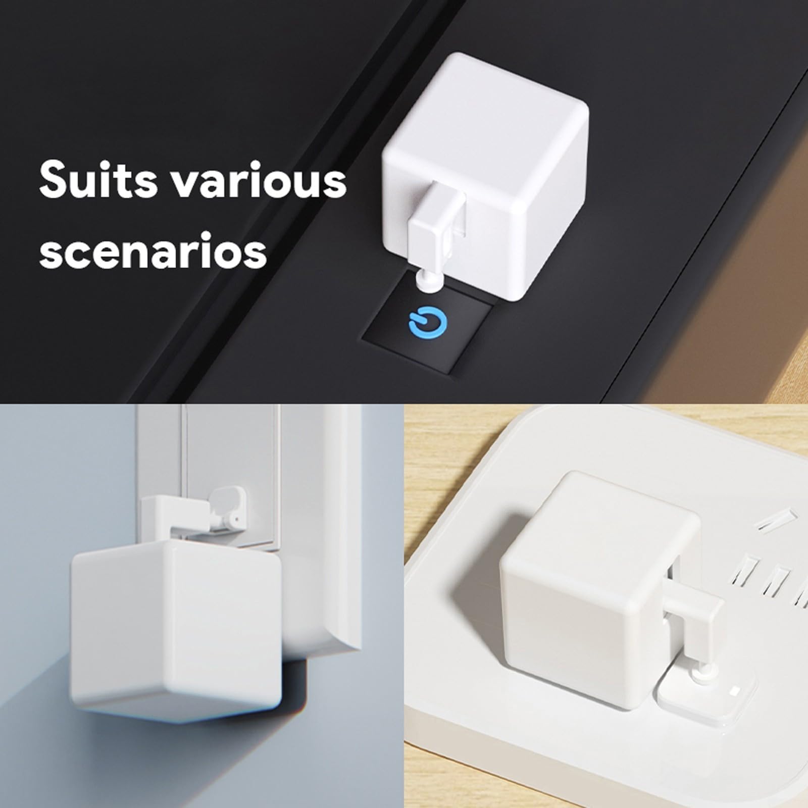 Fingerbots Plus Smarts - Pulsador de botón de robot con control táctil para control remoto con aplicación Smarts Life, comandos de voz, temporizador (blanco)
