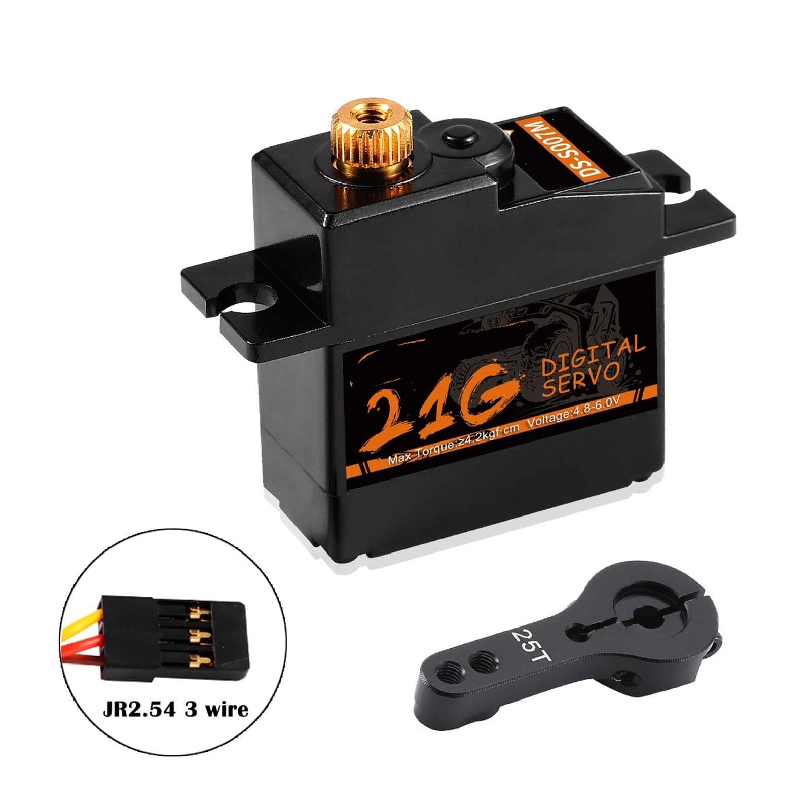 17g 21g Mini Servo Engranaje de metal/plástico JST 1.5 for 144001 144010 1:14 1:18 1:16(21g JR2.54 3 wire)
