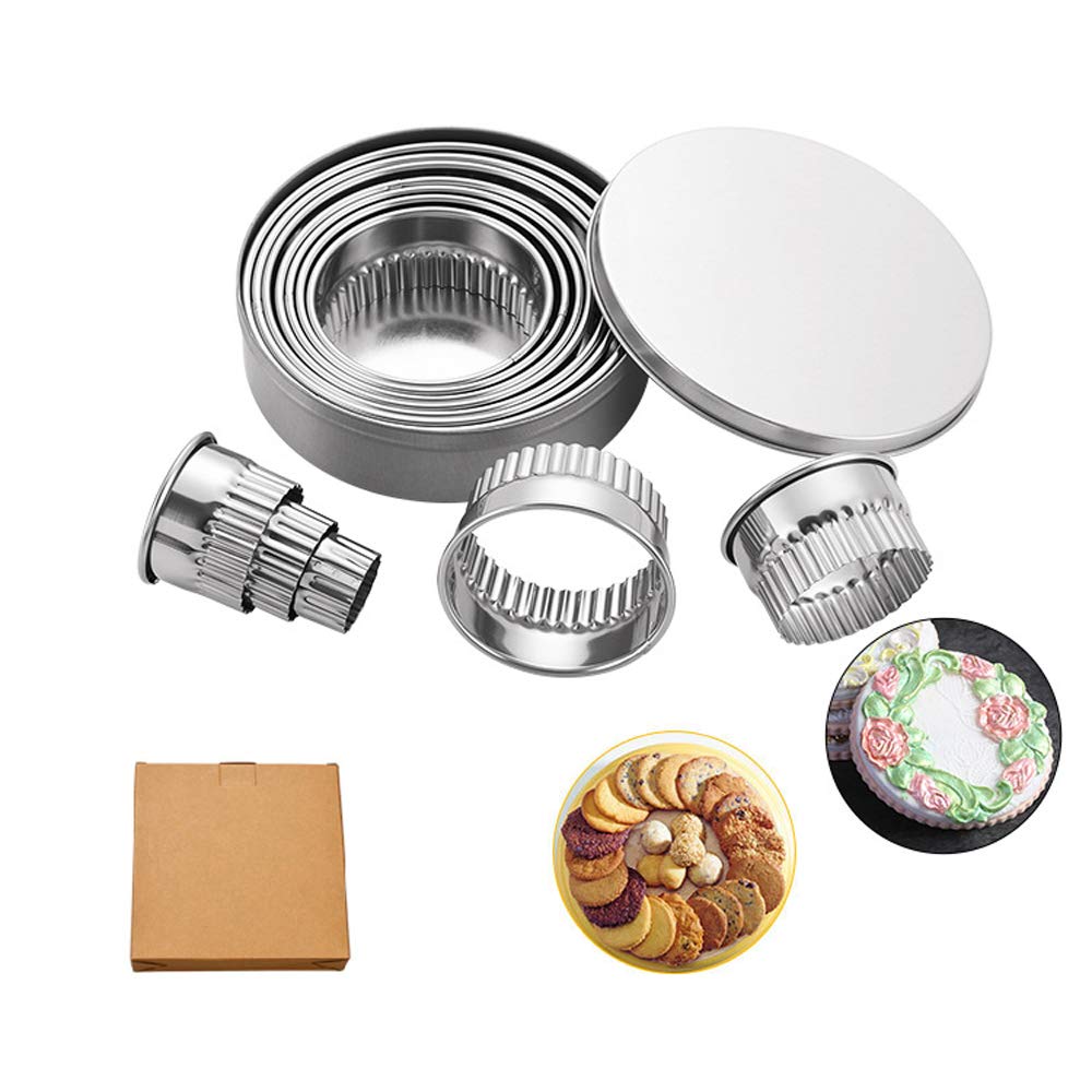 Buy Round Cookie Biscuit Cutter Set Fluted Edge with rolled top ends