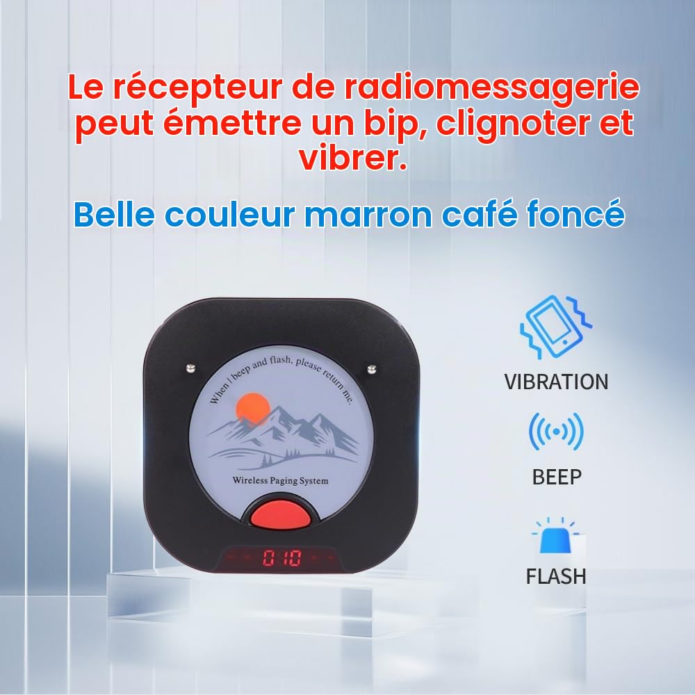 KZH Restaurant Bipeur Vibreur, 20 Bipper, 1000 Meters Système d’Appel sans Fil, Prêt a l'emploi sans Appairage, Signal Peut Traverser Les Murs, pour Hôtel Bar Café Clinique, Facile à Utiliser