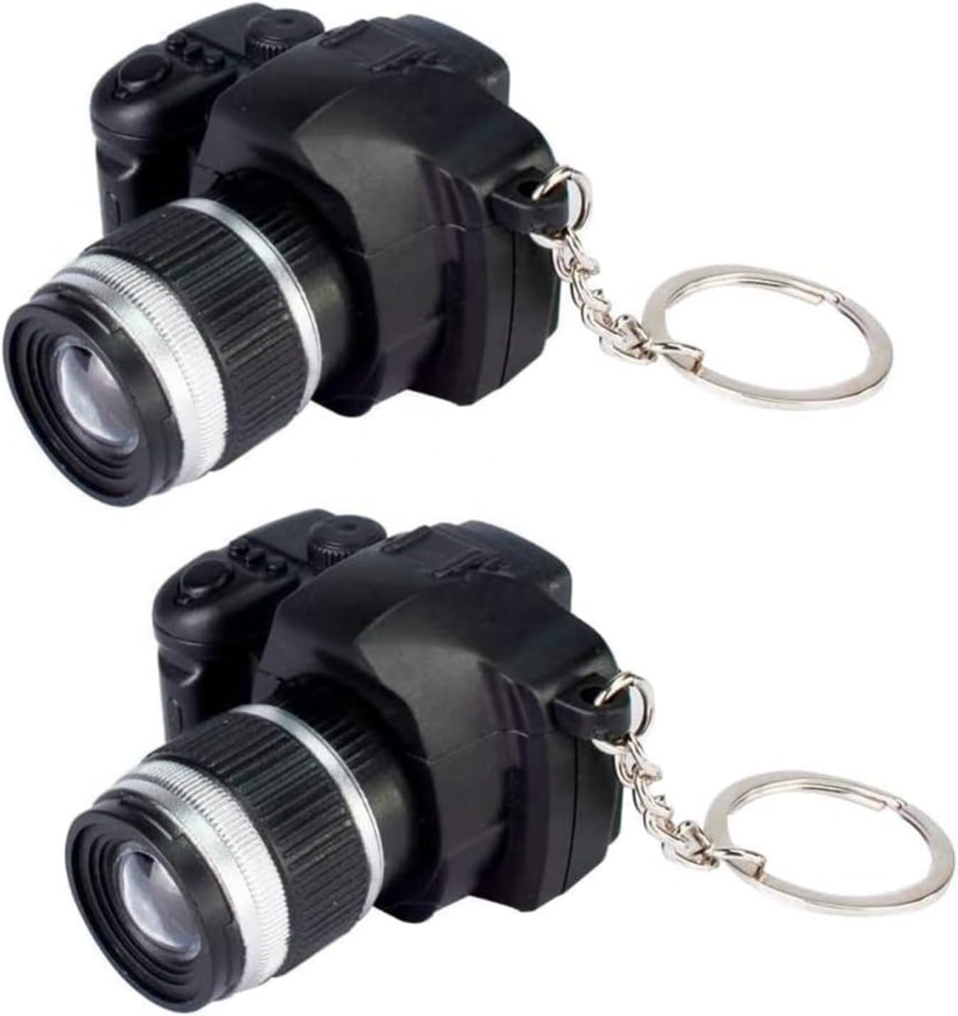 2Pcs Black Camera Keychain with Sound,Key Ring Decor Bag Wallet Pendant,Mini Camera Design Keychain Cute Novelty Ring Child Toy Kids Key Chain Pendant Creative Gift Key Chain Decorative Keychains