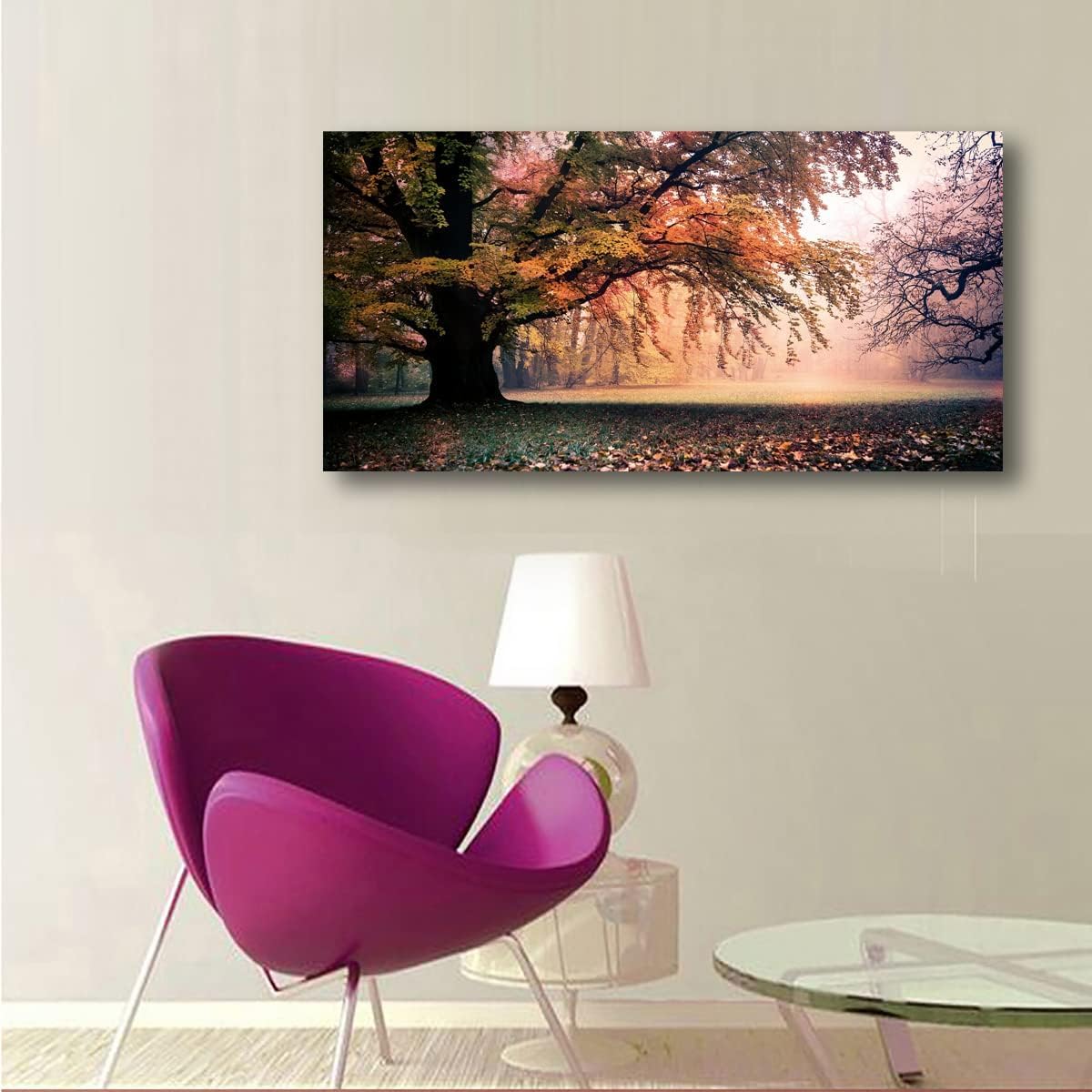 lianyibo Tree of Life Canvas Wall Art Natural Landscape Picture Colorful Forest Prints Paintings for Living Room Decoration (75 x 150 cm/Bez ramki)