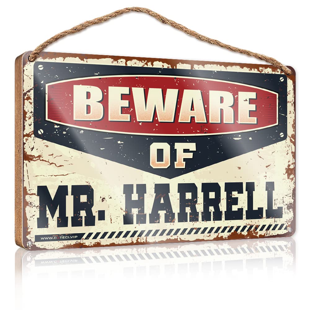 DTHA Front Porch Decor Farmhouse Beware Of Mr. Harrell Wooden Sign Front Porch Decor Ideas Wood For Crafts Signs(20X30CM)