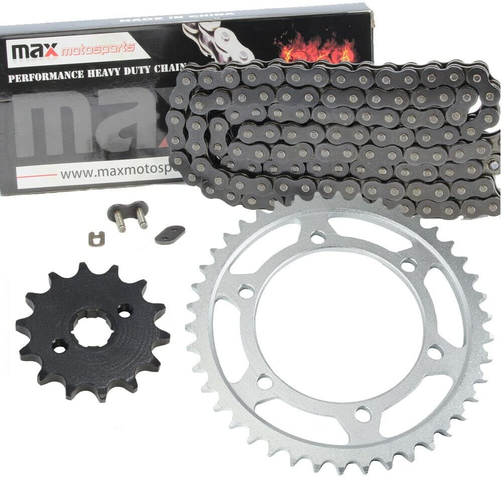 Max Motosports Standard Drive Chain and Sprocket Kit replacement for Kawasaki KLX140L 2008-2024 09 10 11 12 13 14 15 16 17 18 19 20 21 22 23 (Gold)