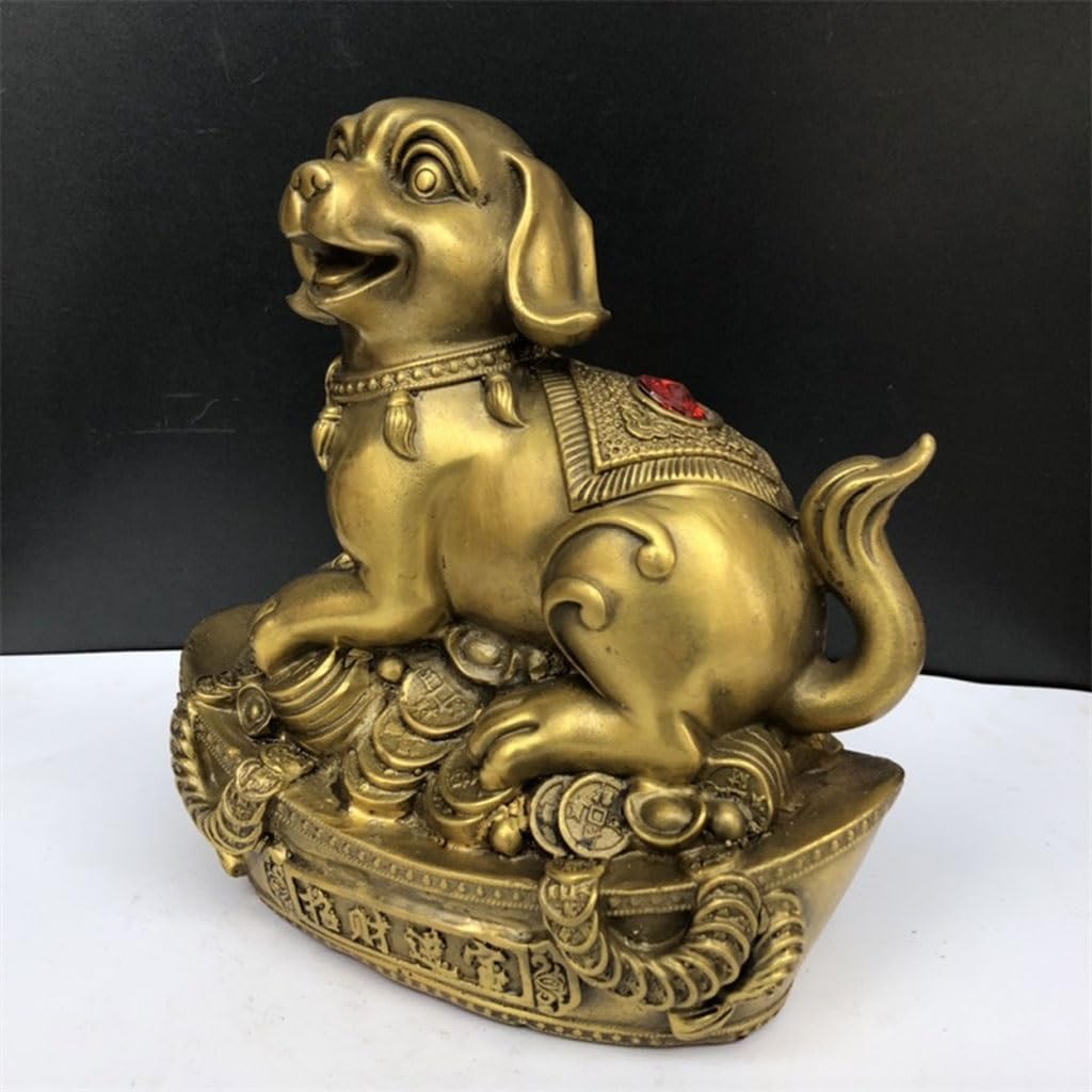 Antyczne dekoracje rękodzieło miedziane ozdoby dla psa wnętrze domu biuro dekoracje na biurko pokój do nauki antyczne dekoracje półki mosiężna dekoracja