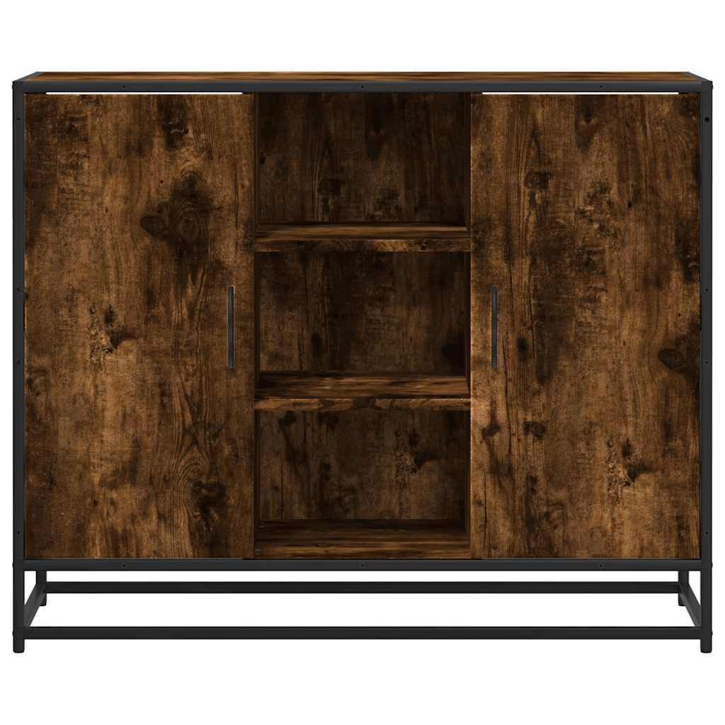 Aparador de madera de roble ahumado, 92 x 35 x 76 cm, cómoda