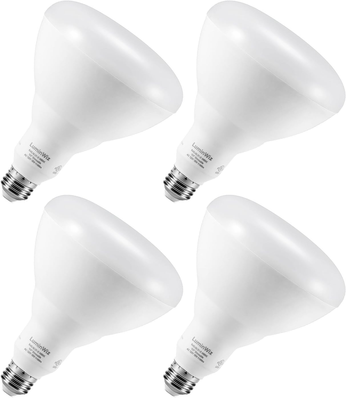 BR40 LED Bulbs, LuminWiz 13W 5000K 1100lm Crystal White Dimmable Flood Light Bulb, 100W Equivalent,Medium Base (E26),Dimmable,UL Listed,Energy Star,4-Pack
