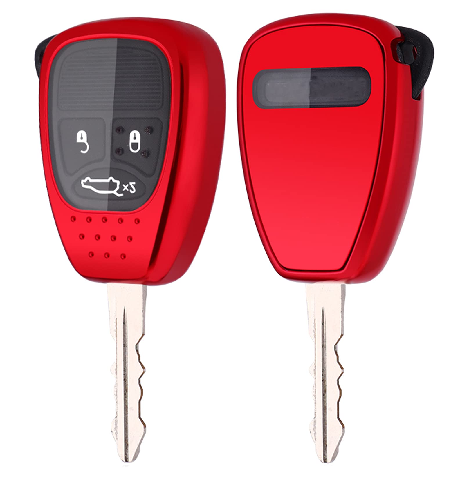 Key Fob Cover Case for Chrysler 200 300 PT Cruiser Dodge Charger Magnum Durango Jeep Grand Cherokee Commander Liberty (Red)