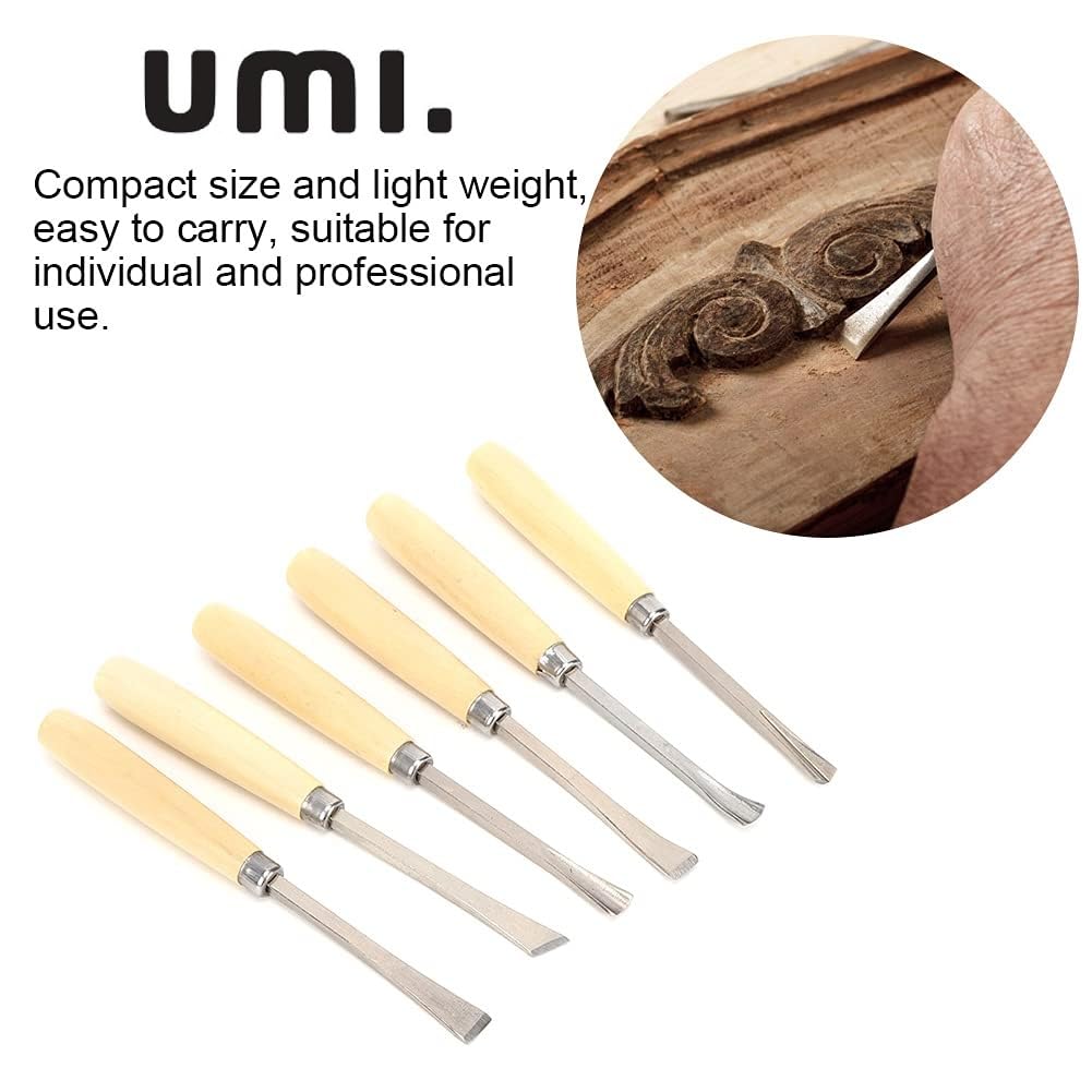 Amazon Brand - Umi 6 Piece Heavy Duty Wood Carving Chisel Set – Precision Crafting Tools for Home & Professional Use, Durable Steel Blades with Ergonomic Wooden Handles, Ideal for Carpentry - Image 9 thumbnail