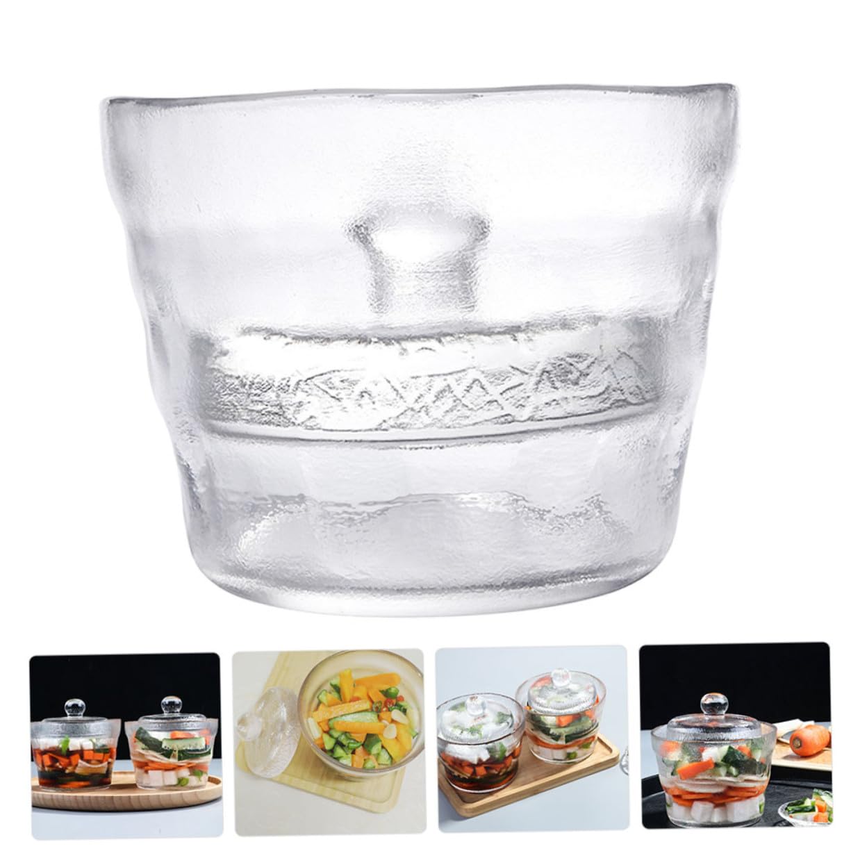 Barattolo per Sottaceti Ermetico in Vetro Contenitore Trasparente per Fermentazione Vegetali Stile Giapponese con Coperchio Pesante per Kimchi e Conservazione Alimentare in Cucina