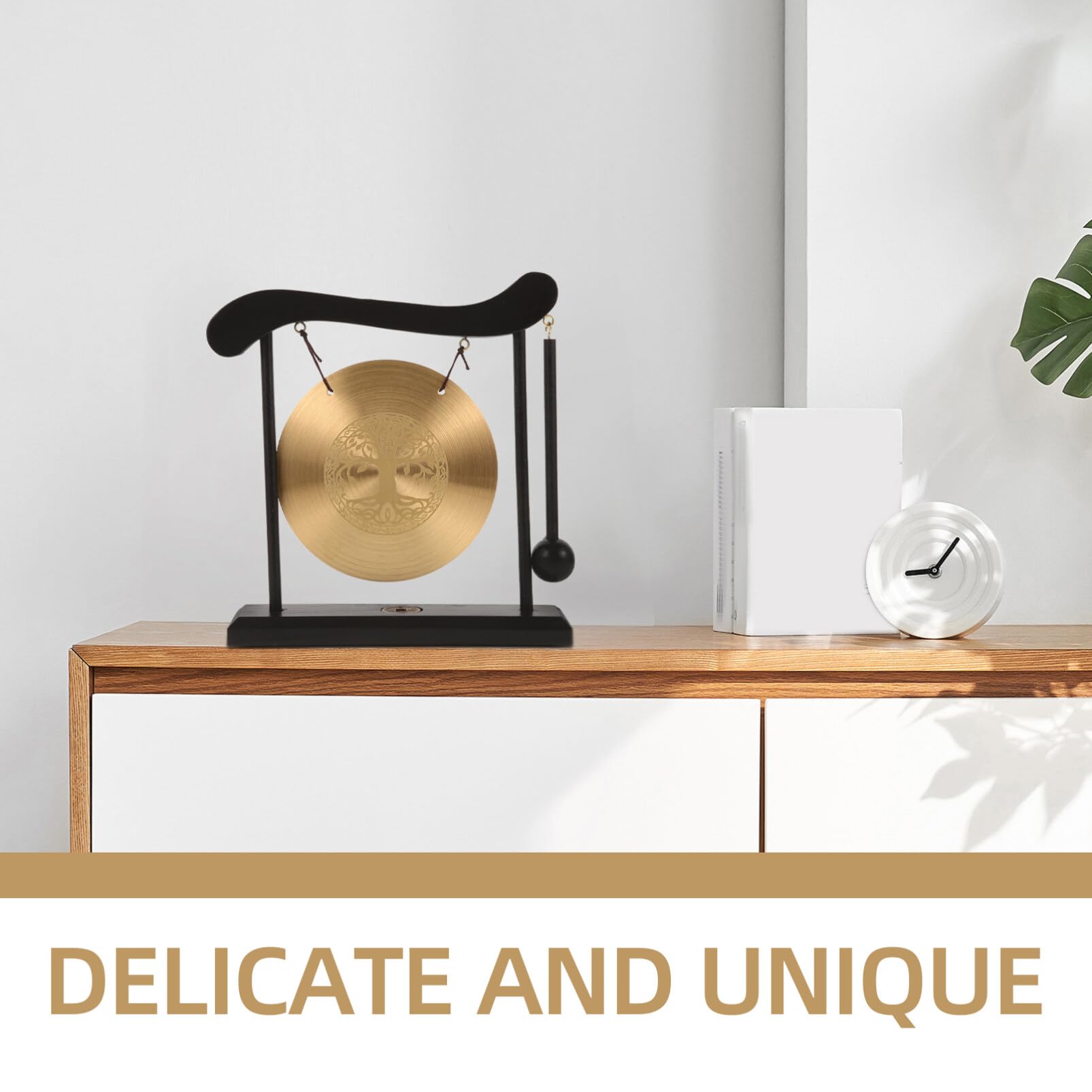 Feng Shui Ching Zen Gong Bureau Gong Décoration Zen-Art Laiton Feng Shui Bureau Gong avec Support Asiatique Gong Cloche pour La Décoration De La Maison Dragon