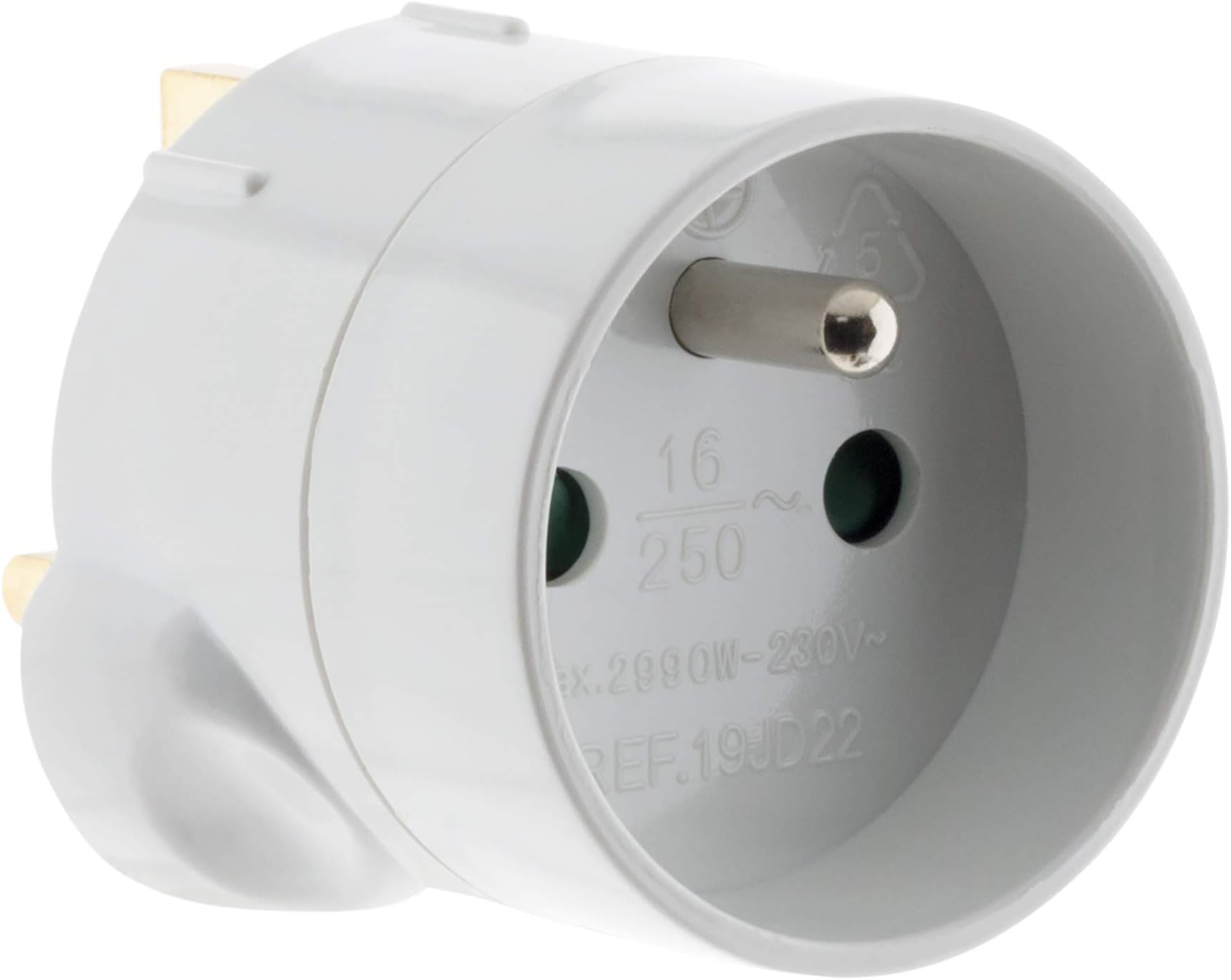 Adaptateur De Voyage Suisse Vers France - Prise Mâle UE Vers Femelle Suisse | Blanc 2300W