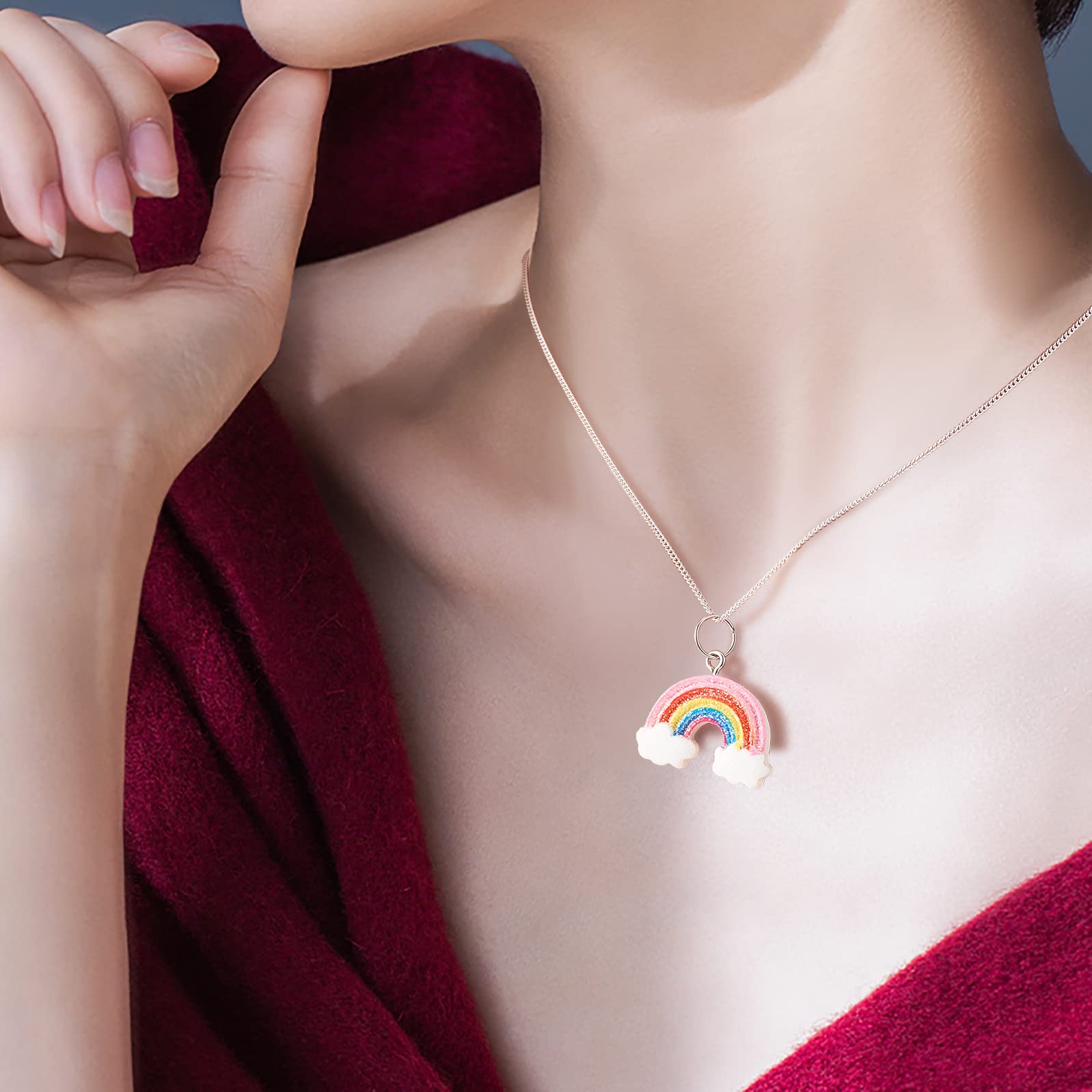 36 ciondoli arcobaleno a forma di nuvola arcobaleno in resina a forma mista per gioielli, collane, orecchini e artigianato