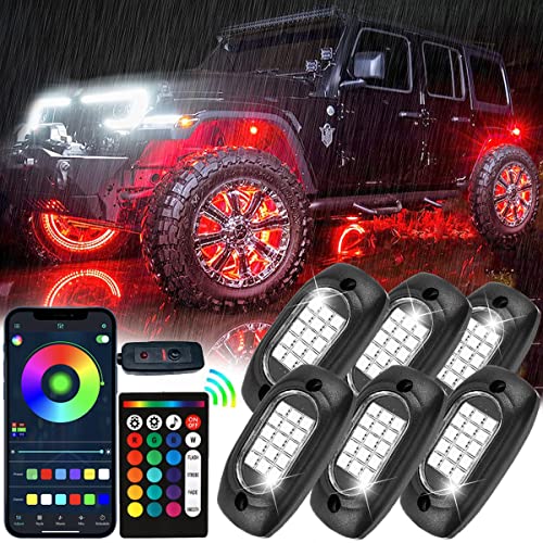 Multicolor Rgb Led Rock Lights Kit, 90 Leds Lights With App/Remote Control, Music Sync Mode Rock Lights Kits, Waterproof Underglow Neon Lights For Atv Rzr Utv Suv Off Road Auto Motorcycle - 6 Pods #TOP12