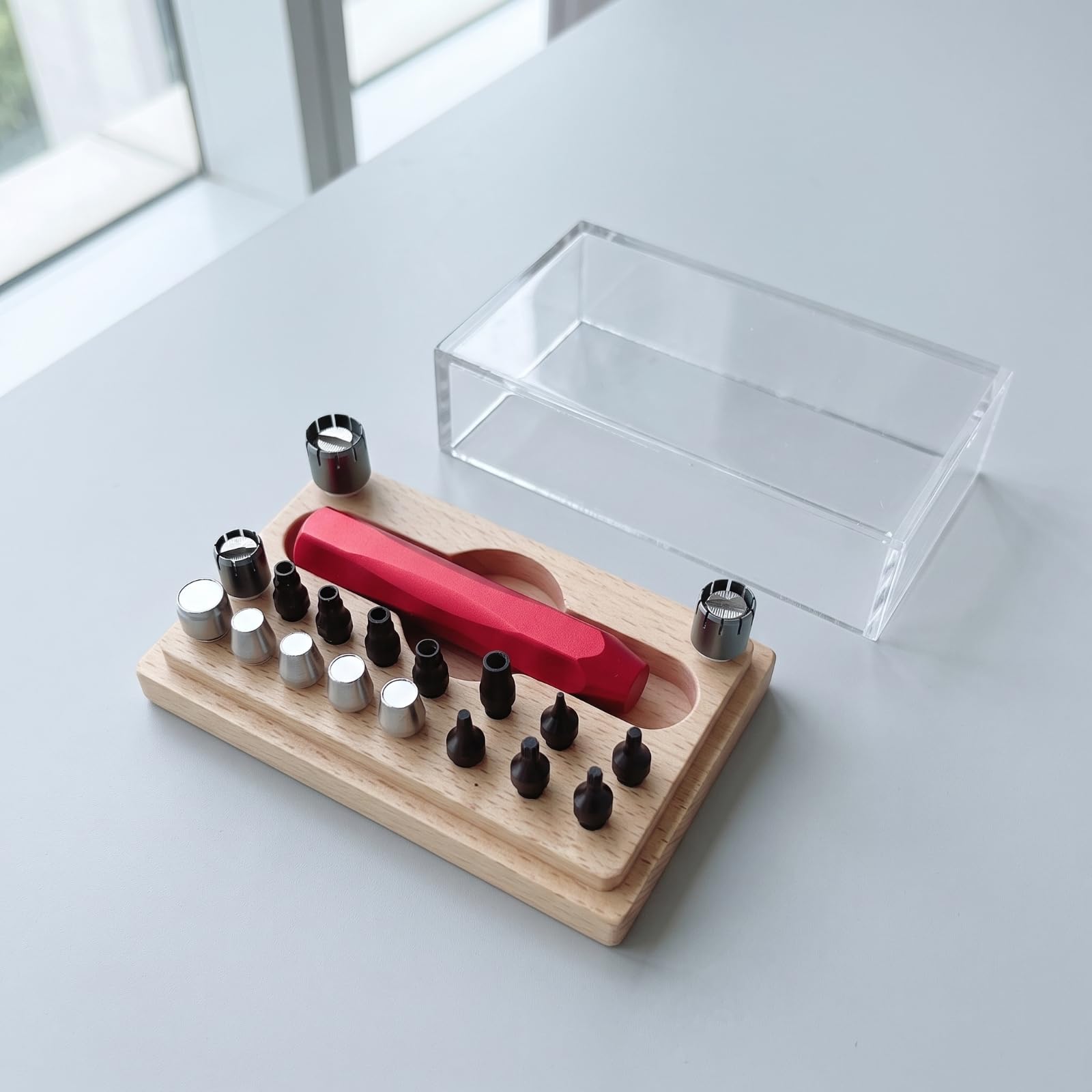 predolo Kit Apricassa Orologi con Base Portatile Kit Riparazione Orologi Comodo Strumenti per Hobbisti