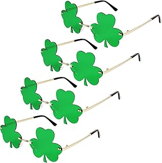 聖パトリックの日 シャムロックサングラス アイリッシュグリーン レプラコーン コスチュームメガネ 聖パトリックの日 アクセサリー クローバーグラス シャムロックグラス 聖パトリックの日 コスチュームアクセサリー パーティー用品 4組