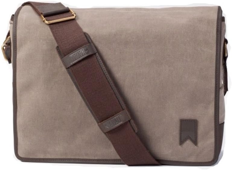 Navali Mainstay Waxed Canvas and Leather 13-inch / 15-inch Laptop Messenger Bag - Grey Shoulder Bag