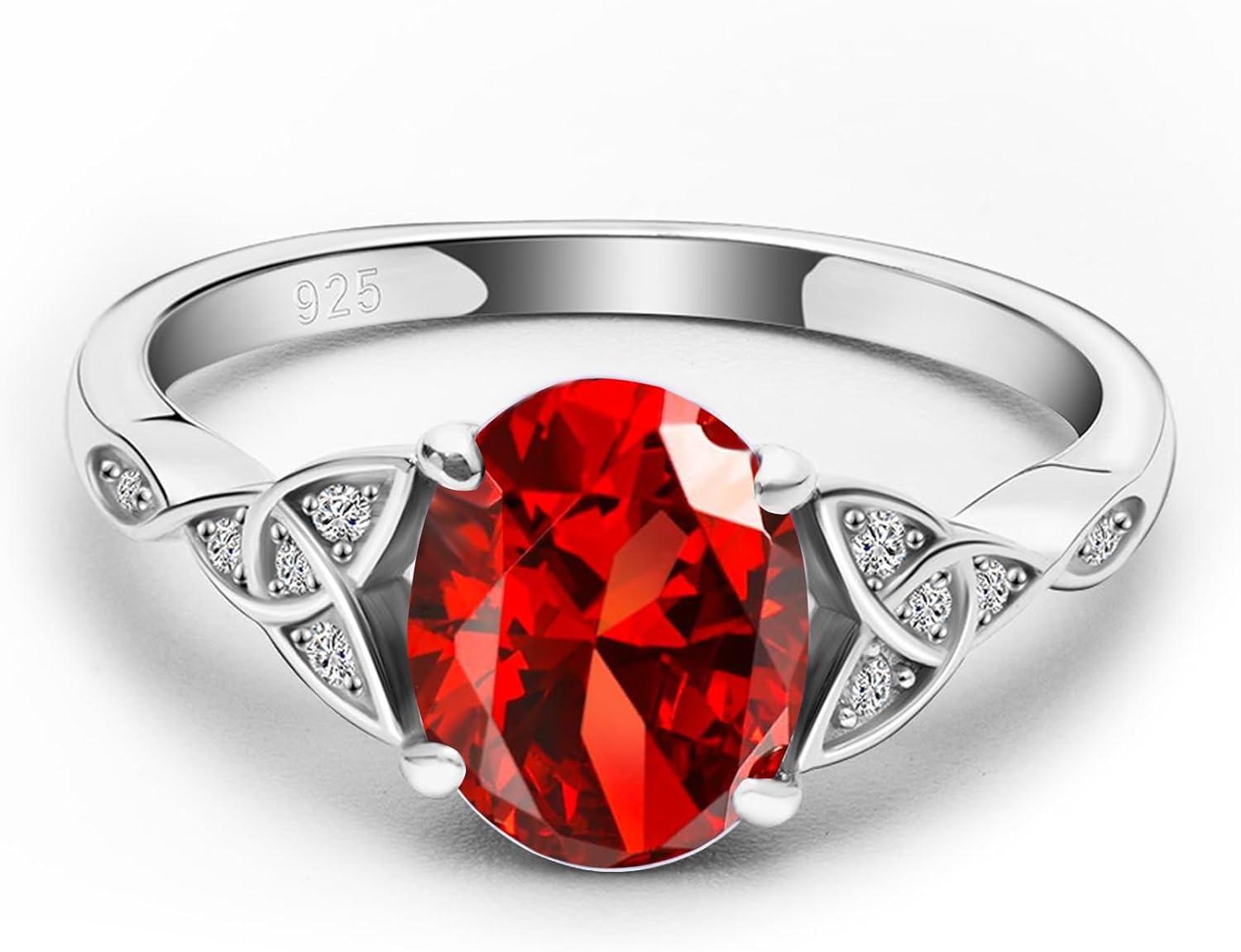 July Birthstone Ring 925 Sterling Silver Ruby Ring Celtic Knot Rings for Women Birthday Engagement Wedding Jewelry for Wife,Ring Size 7 - Image 2