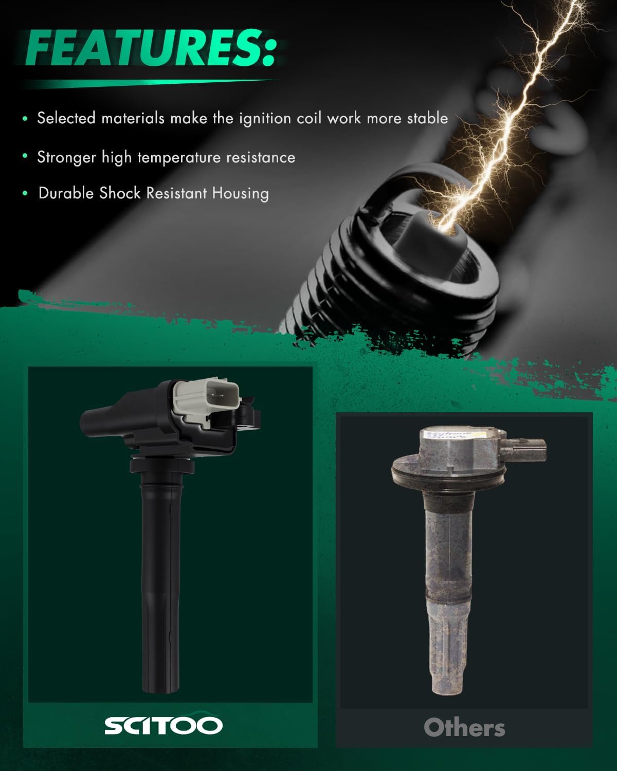 SCITOO Ignition Coil Coils Pack fits for Suzuki Vitara 1.6L/Swift 1.3L 1999-2001 for Chevrolet Tracker 1.6L 1999-2002 for Metro 1.3L 1999-2001 UF268 5C1071 C635 set of 2