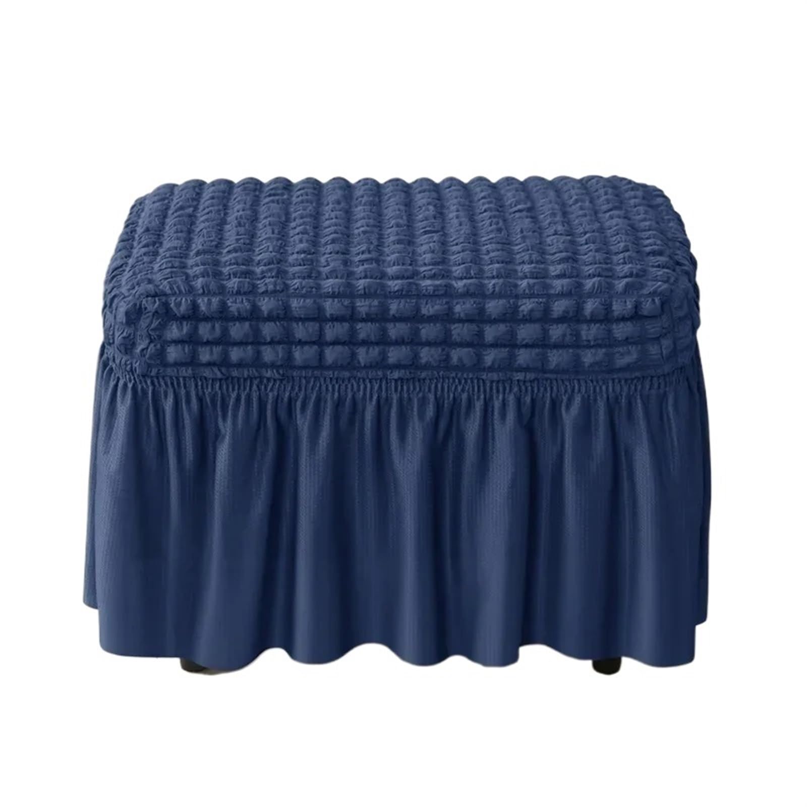 YXINAER Foot Stool Cover Plaid Ottoman Cover with Skirt Stretch Solid Color(B7 Footstool Cover)