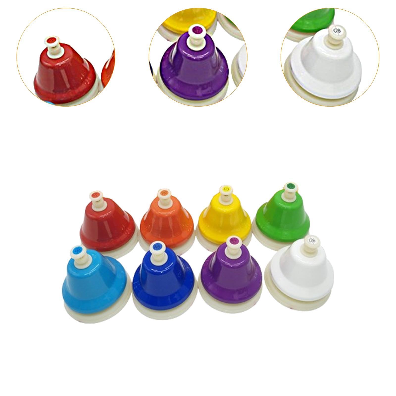 Oshhni Los niños juegan campanas de escritorio, campanas de manos, juguete de aprendizaje diatónico de mano, coloridos hojas musicales, 8 notas, regalos de