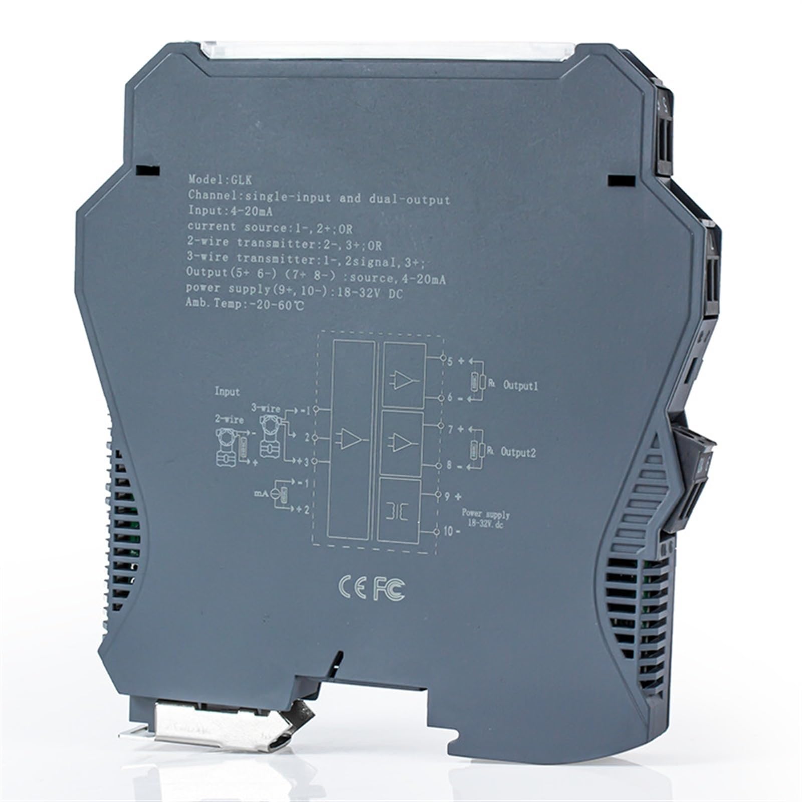 1 Uds convertidor de señal analógica 4-20ma a 0-10V 0-5V aislador de señal 35MM DIN Rail Voltaje Corriente acondicionador de señal GLK(1IN3OUT,Output 4-20MA_Input 4-20MA_DC24V)