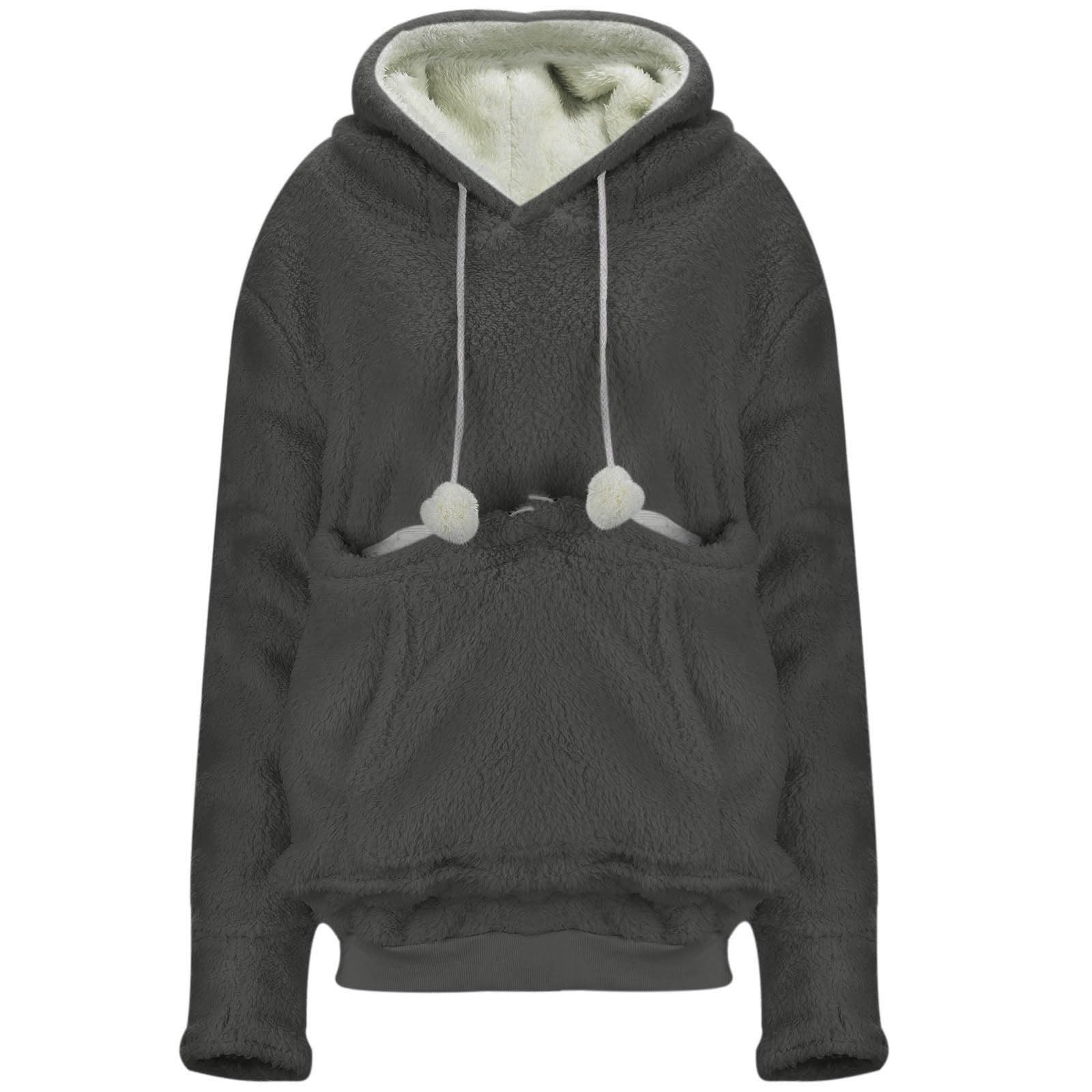 Felpa con cappuccio con cappuccio a tinta unita con sacchetto per animali domestici invernale per animali domestici con cappuccio per cani e ragazze felpe con cappuccio per inverno autunno pesante