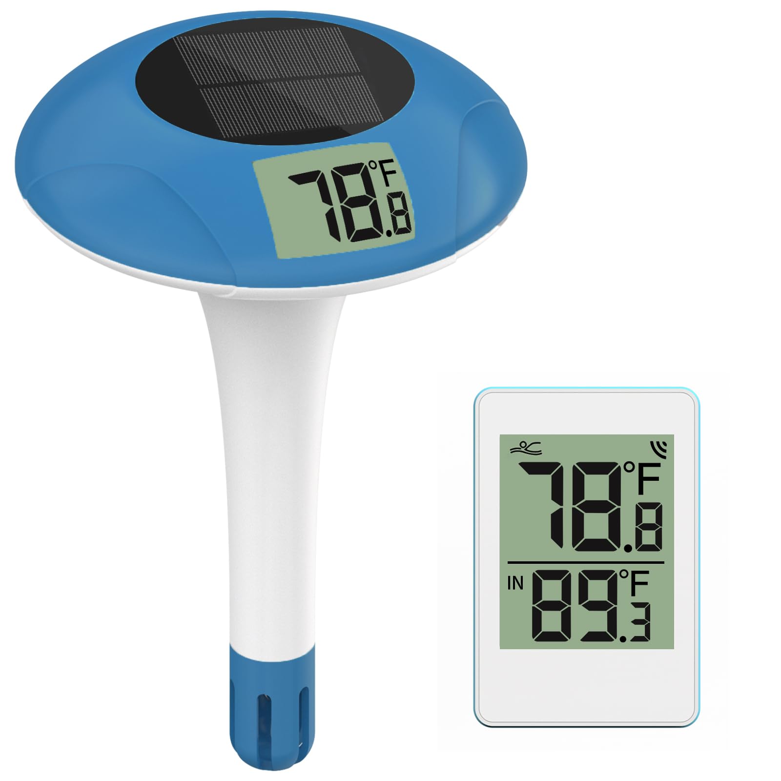 Termómetro inalámbrico para piscina, termómetro flotante digital, fácil de leer, IPX8, impermeable, medidor de temperatura solar para piscina, acuario, estanque, conexión de 328 pies de largo