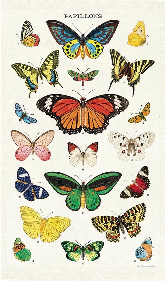 Cavallini & Co. Vintage Tea Towel - Butterflies TT/BTR2