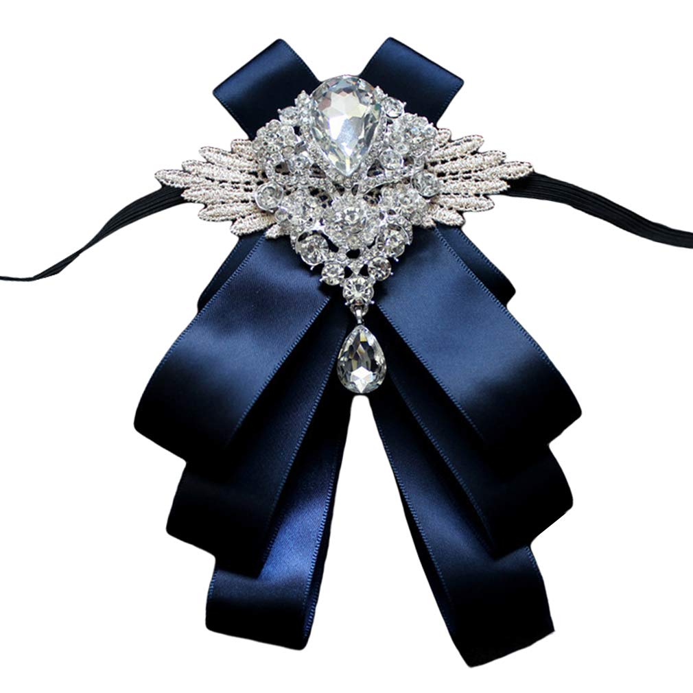 MOHSILY Men's Silk Solid Pre-Tied Bow Tie Luxury Decorative Crystal Wedding Suit