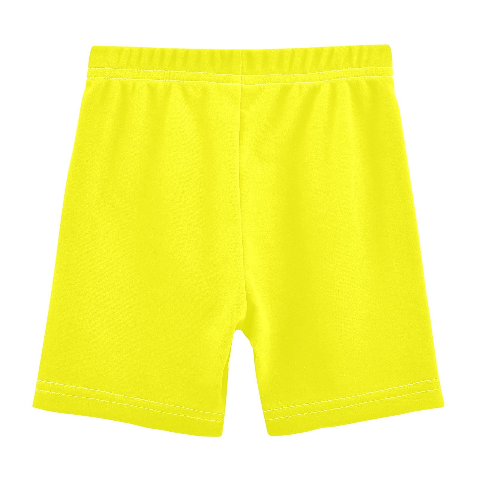 CHIFIGNO Girls' Bike Shorts Cartwheel Shorts Kids Breathable Biker Short for Under Dress Yellow 5T